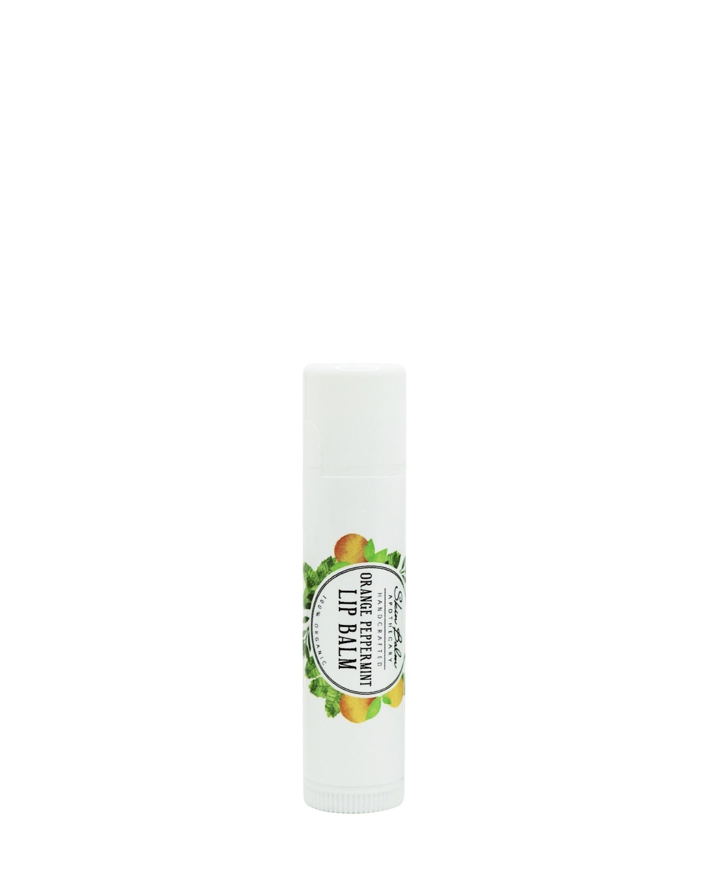 Orange Peppermint Lip Balm against a white background.