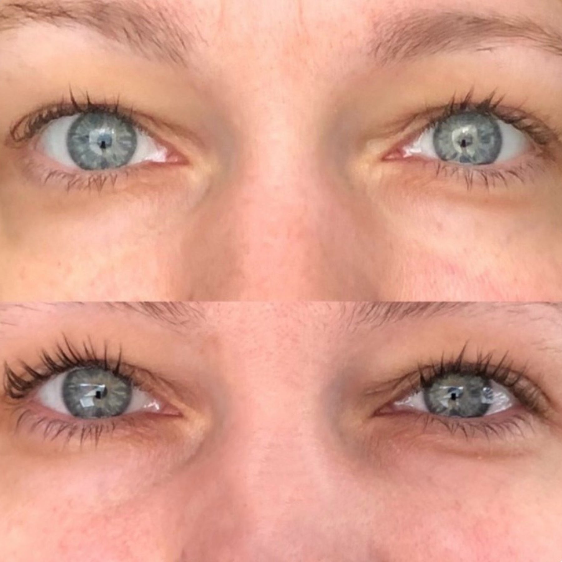 Testimonial photo of a woman's eyelashes after using the The Eye Balm™.