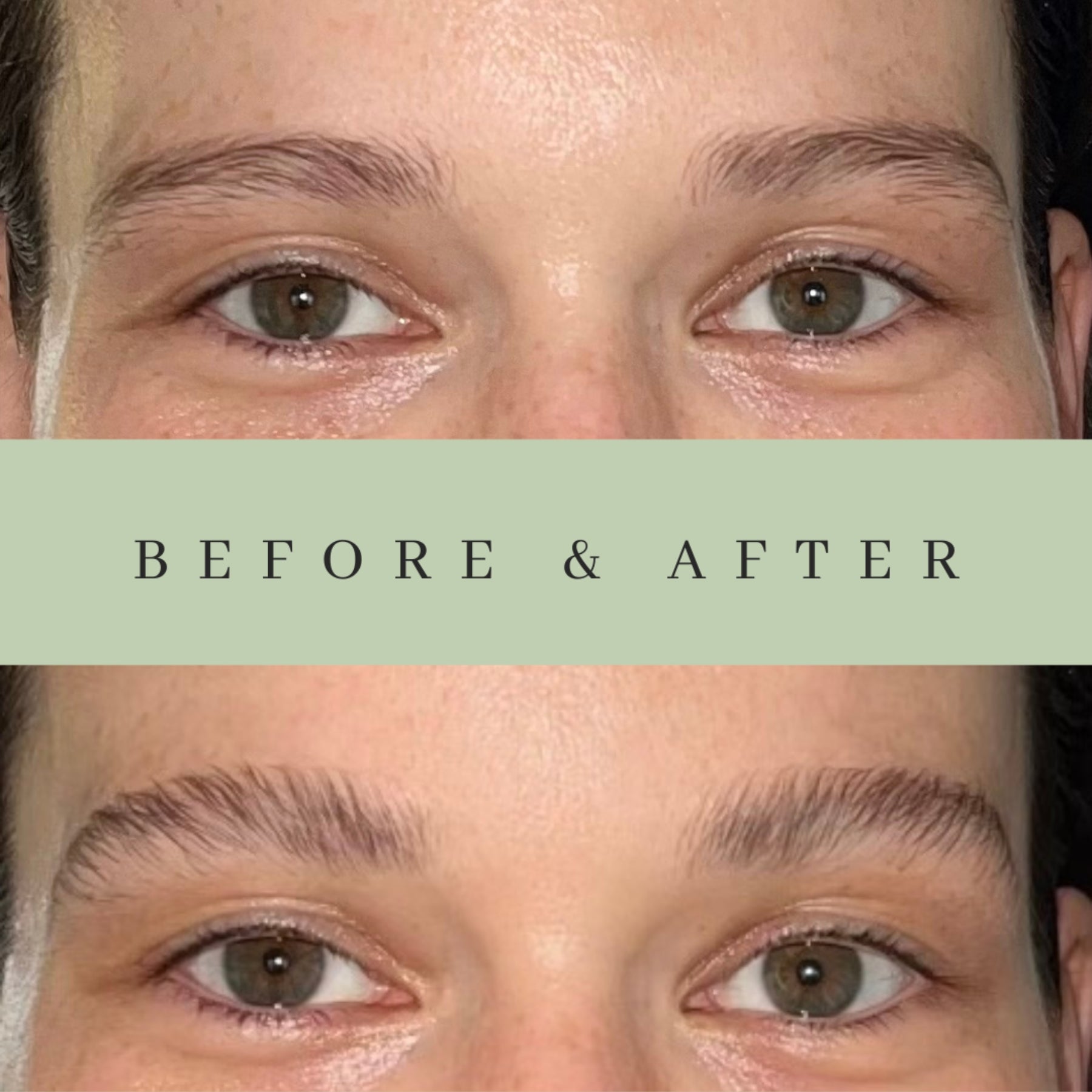 Testimonial photo of a woman's eyebrows after using the Brow Styling Wax & Clay.