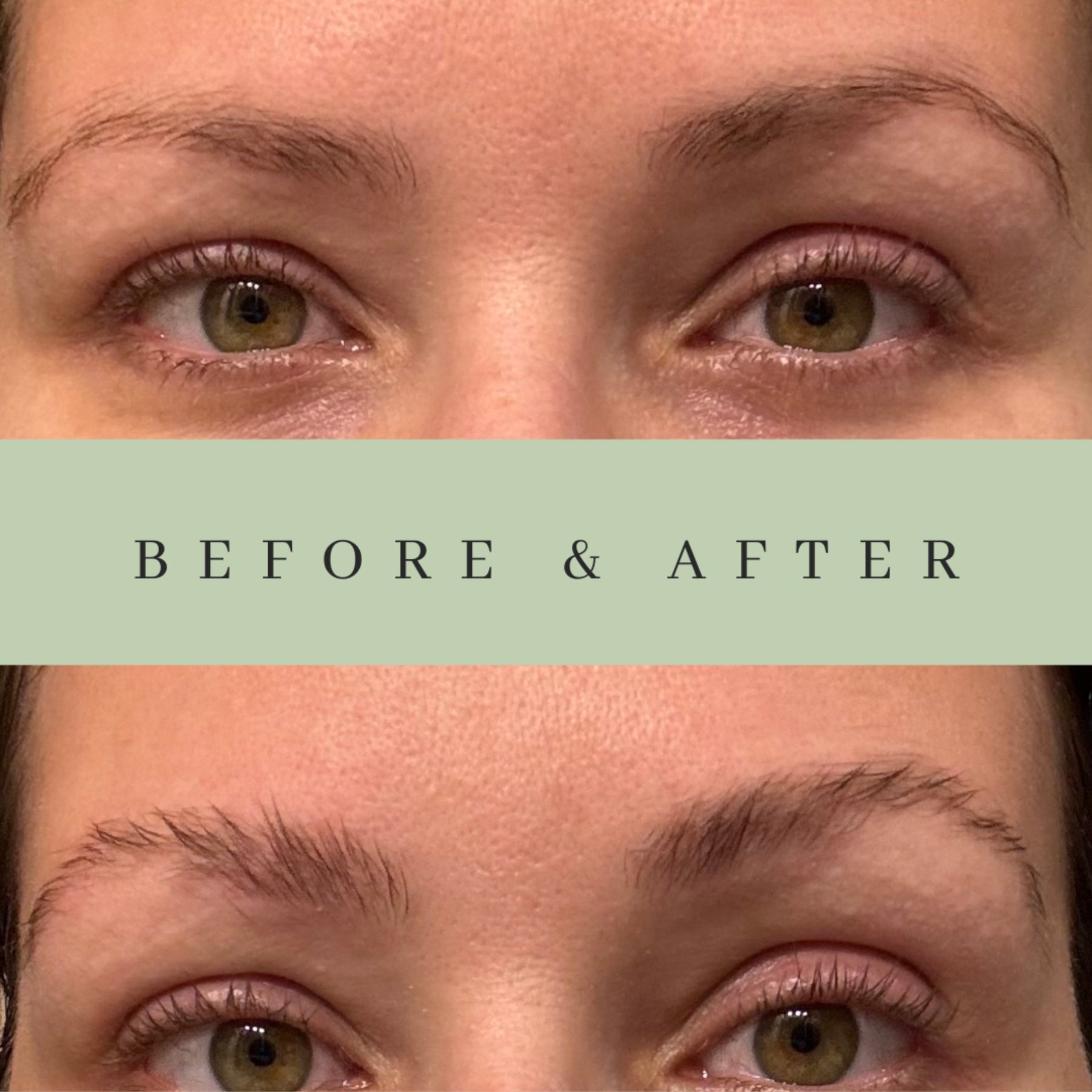 Testimonial photo of a woman's eyebrows after using the Brow Styling Wax & Clay.